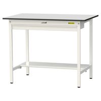 軽量作業台/耐荷重150kg 固定式H950mm ワイド引き出し+半面棚付き RoHS2指令対応塩ビシート天板 ワークテーブル150シリーズ（直送品）
