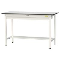 軽量作業台/耐荷重150kg 固定式H950mm ワイド引き出し+半面棚付き RoHS2指令対応塩ビシート天板 ワークテーブル150シリーズ（直送品）