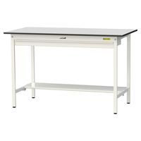 軽量作業台/耐荷重150kg 固定式H950mm ワイド引き出し+半面棚付き RoHS2指令対応塩ビシート天板 ワークテーブル150シリーズ（直送品）