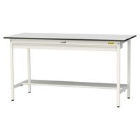 軽量作業台/耐荷重150kg 固定式H950mm ワイド引き出し+半面棚付き RoHS2指令対応塩ビシート天板 ワークテーブル150シリーズ（直送品）