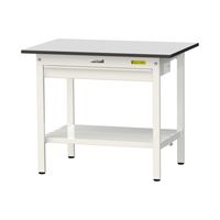 軽量作業台/耐荷重150kg 固定式H740mm ワイド引き出し+全面棚付き RoHS2指令対応塩ビシート天板 ワークテーブル150シリーズ（直送品）