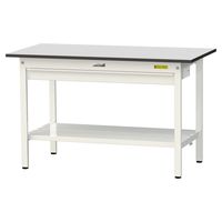 軽量作業台/耐荷重150kg 固定式H740mm ワイド引き出し+全面棚付き RoHS2指令対応塩ビシート天板 ワークテーブル150シリーズ（直送品）