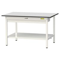 軽量作業台/耐荷重150kg 固定式H740mm ワイド引き出し+全面棚付き RoHS2指令対応塩ビシート天板 ワークテーブル150シリーズ（直送品）