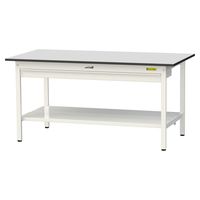 軽量作業台/耐荷重150kg 固定式H740mm ワイド引き出し+全面棚付き RoHS2指令対応塩ビシート天板 ワークテーブル150シリーズ（直送品）
