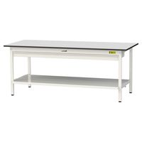 軽量作業台/耐荷重150kg 固定式H740mm ワイド引き出し+全面棚付き RoHS2指令対応塩ビシート天板 ワークテーブル150シリーズ（直送品）