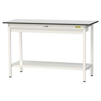 軽量作業台/耐荷重150kg 固定式H950mm ワイド引き出し+全面棚付き RoHS2指令対応塩ビシート天板 ワークテーブル150シリーズ（直送品）