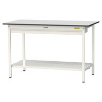 軽量作業台/耐荷重150kg 固定式H950mm ワイド引き出し+全面棚付き RoHS2指令対応塩ビシート天板 ワークテーブル150シリーズ（直送品）