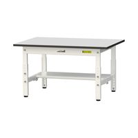 軽量作業台/耐荷重150kg 高さ調整低床用H401~576mm 半面棚付き RoHS2指令対応塩ビシート天板 ワークテーブル150シリーズ（直送品）