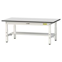 軽量作業台/耐荷重150kg 高さ調整低床用H401~576mm 半面棚付き RoHS2指令対応塩ビシート天板 ワークテーブル150シリーズ（直送品）