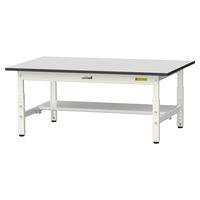 軽量作業台/耐荷重150kg 高さ調整低床用H401~576mm 半面棚付き RoHS2指令対応塩ビシート天板 ワークテーブル150シリーズ（直送品）