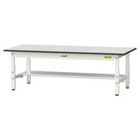 軽量作業台/耐荷重150kg 高さ調整低床用H401~576mm 半面棚付き RoHS2指令対応塩ビシート天板 ワークテーブル150シリーズ（直送品）
