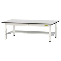 軽量作業台/耐荷重150kg 高さ調整低床用H401~576mm 半面棚付き RoHS2指令対応塩ビシート天板 ワークテーブル150シリーズ（直送品）