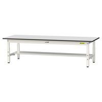 軽量作業台/耐荷重150kg 高さ調整低床用H401~576mm 半面棚付き RoHS2指令対応塩ビシート天板 ワークテーブル150シリーズ（直送品）