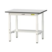 軽量作業台/耐荷重150kg 高さ調整H600~900mm 半面棚付き RoHS2指令対応塩ビシート天板 ワークテーブル150シリーズ SU（直送品）
