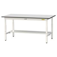 軽量作業台/耐荷重150kg 高さ調整H600~900mm 半面棚付き RoHS2指令対応塩ビシート天板 ワークテーブル150シリーズ SU（直送品）