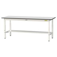 軽量作業台/耐荷重150kg 高さ調整H600~900mm 半面棚付き RoHS2指令対応塩ビシート天板 ワークテーブル150シリーズ SU（直送品）