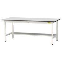 軽量作業台/耐荷重150kg 高さ調整H600~900mm 半面棚付き RoHS2指令対応塩ビシート天板 ワークテーブル150シリーズ SU（直送品）
