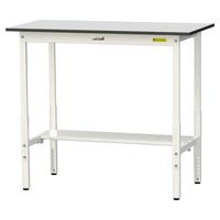 軽量作業台/耐荷重150kg 高さ調整H900~1200mm 半面棚付き RoHS2指令対応塩ビシート天板 ワークテーブル150シリーズ S（直送品）