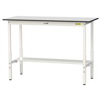軽量作業台/耐荷重150kg 高さ調整H900~1200mm 半面棚付き RoHS2指令対応塩ビシート天板 ワークテーブル150シリーズ S（直送品）