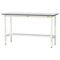 軽量作業台/耐荷重150kg 高さ調整H900~1200mm 半面棚付き RoHS2指令対応塩ビシート天板 ワークテーブル150シリーズ S（直送品）