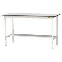 軽量作業台/耐荷重150kg 高さ調整H900~1200mm 半面棚付き RoHS2指令対応塩ビシート天板 ワークテーブル150シリーズ S（直送品）