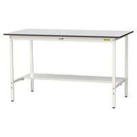 軽量作業台/耐荷重150kg 高さ調整H900~1200mm 半面棚付き RoHS2指令対応塩ビシート天板 ワークテーブル150シリーズ S（直送品）
