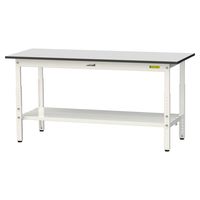 軽量作業台/耐荷重150kg 高さ調整H600~900mm 全面棚付き RoHS2指令対応塩ビシート天板 ワークテーブル150シリーズ SU（直送品）