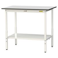 軽量作業台/耐荷重150kg 高さ調整H900~1200mm 全面棚付き RoHS2指令対応塩ビシート天板 ワークテーブル150シリーズ S（直送品）