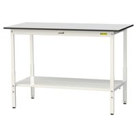 軽量作業台/耐荷重150kg 高さ調整H900~1200mm 全面棚付き RoHS2指令対応塩ビシート天板 ワークテーブル150シリーズ S（直送品）