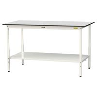 軽量作業台/耐荷重150kg 高さ調整H900~1200mm 全面棚付き RoHS2指令対応塩ビシート天板 ワークテーブル150シリーズ S（直送品）