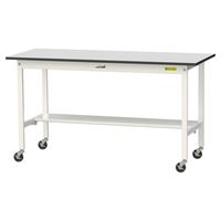 軽量作業台/耐荷重128kg キャスター付きH828mm 半面棚付き RoHS2指令対応塩ビシート天板 ワークテーブル150シリーズ SUR（直送品）