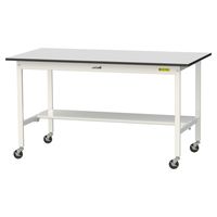 軽量作業台/耐荷重128kg キャスター付きH828mm 半面棚付き RoHS2指令対応塩ビシート天板 ワークテーブル150シリーズ SUR（直送品）
