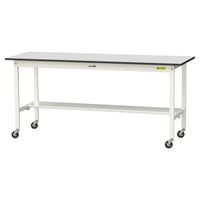 軽量作業台/耐荷重128kg キャスター付きH828mm 半面棚付き RoHS2指令対応塩ビシート天板 ワークテーブル150シリーズ SUR（直送品）