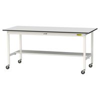 軽量作業台/耐荷重128kg キャスター付きH828mm 半面棚付き RoHS2指令対応塩ビシート天板 ワークテーブル150シリーズ SUR（直送品）