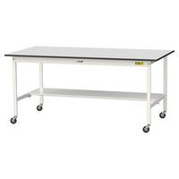 軽量作業台/耐荷重128kg キャスター付きH828mm 半面棚付き RoHS2指令対応塩ビシート天板 ワークテーブル150シリーズ SUR（直送品）