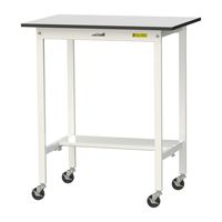 軽量作業台/耐荷重128kg キャスター付きH1038mm 半面棚付き RoHS2指令対応塩ビシート天板 ワークテーブル150シリーズ SU（直送品）