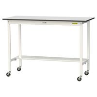 軽量作業台/耐荷重128kg キャスター付きH1038mm 半面棚付き RoHS2指令対応塩ビシート天板 ワークテーブル150シリーズ SU（直送品）