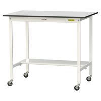軽量作業台/耐荷重128kg キャスター付きH1038mm 半面棚付き RoHS2指令対応塩ビシート天板 ワークテーブル150シリーズ SU（直送品）