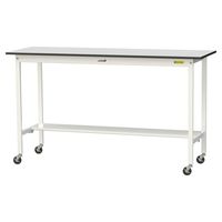 軽量作業台/耐荷重128kg キャスター付きH1038mm 半面棚付き RoHS2指令対応塩ビシート天板 ワークテーブル150シリーズ SU（直送品）