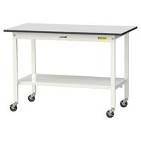 軽量作業台/耐荷重128kg キャスター付きH828mm 全面棚付き RoHS2指令対応塩ビシート天板 ワークテーブル150シリーズ SUR（直送品）