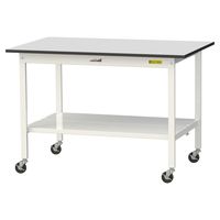 軽量作業台/耐荷重128kg キャスター付きH828mm 全面棚付き RoHS2指令対応塩ビシート天板 ワークテーブル150シリーズ SUR（直送品）