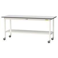 軽量作業台/耐荷重128kg キャスター付きH828mm 全面棚付き RoHS2指令対応塩ビシート天板 ワークテーブル150シリーズ SUR（直送品）
