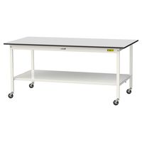 軽量作業台/耐荷重128kg キャスター付きH828mm 全面棚付き RoHS2指令対応塩ビシート天板 ワークテーブル150シリーズ SUR（直送品）