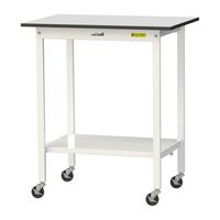 軽量作業台/耐荷重128kg キャスター付きH1038mm 全面棚付き RoHS2指令対応塩ビシート天板 ワークテーブル150シリーズ SU（直送品）