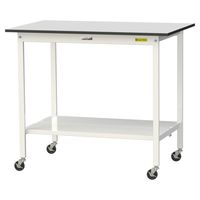 軽量作業台/耐荷重128kg キャスター付きH1038mm 全面棚付き RoHS2指令対応塩ビシート天板 ワークテーブル150シリーズ SU（直送品）