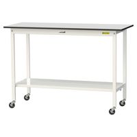 軽量作業台/耐荷重128kg キャスター付きH1038mm 全面棚付き RoHS2指令対応塩ビシート天板 ワークテーブル150シリーズ SU（直送品）