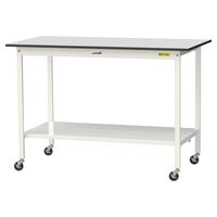 軽量作業台/耐荷重128kg キャスター付きH1038mm 全面棚付き RoHS2指令対応塩ビシート天板 ワークテーブル150シリーズ SU（直送品）