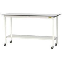 軽量作業台/耐荷重128kg キャスター付きH1038mm 全面棚付き RoHS2指令対応塩ビシート天板 ワークテーブル150シリーズ SU（直送品）