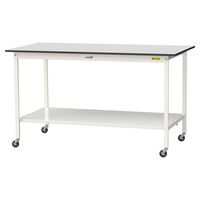 軽量作業台/耐荷重128kg キャスター付きH1038mm 全面棚付き RoHS2指令対応塩ビシート天板 ワークテーブル150シリーズ SU（直送品）