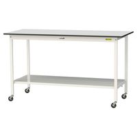 軽量作業台/耐荷重128kg キャスター付きH1038mm 全面棚付き RoHS2指令対応塩ビシート天板 ワークテーブル150シリーズ SU（直送品）